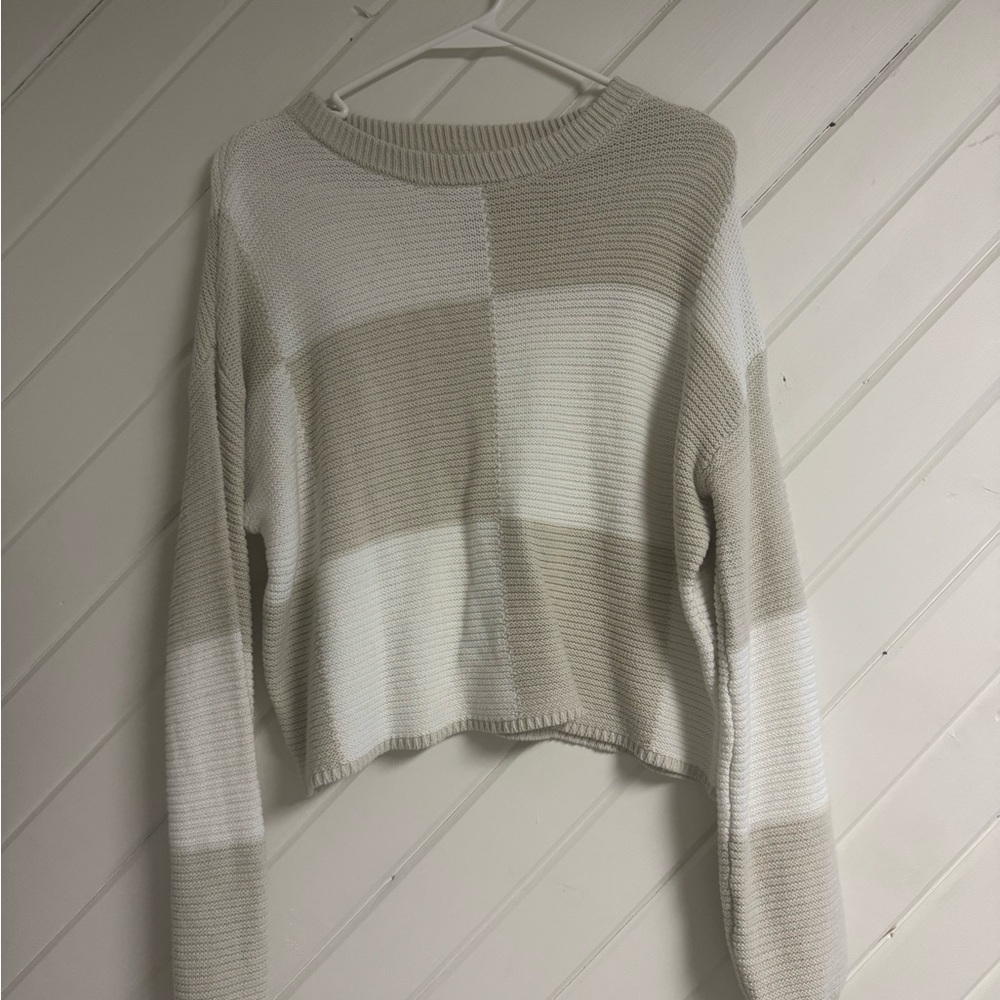 Striped Beige and White Women's Sweater